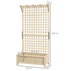 Outsunny Garden Planter with Trellis for Climbing Plants, 90x45x183 cm, Natural Wood