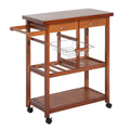 HOMCOM Wooden Kitchen Serving Trolley with Bottle Holder, Basket, 2 Shelves, 2 Drawers, Pine Wood, Durable, Easy to Use, Versatile, 84.5x37.2x85 cm
