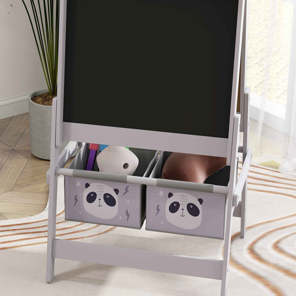 3-in-1 Children's Easel with 2 Storage Bins, Ages 3-8 Years, 54x46.5x93cm, Grey