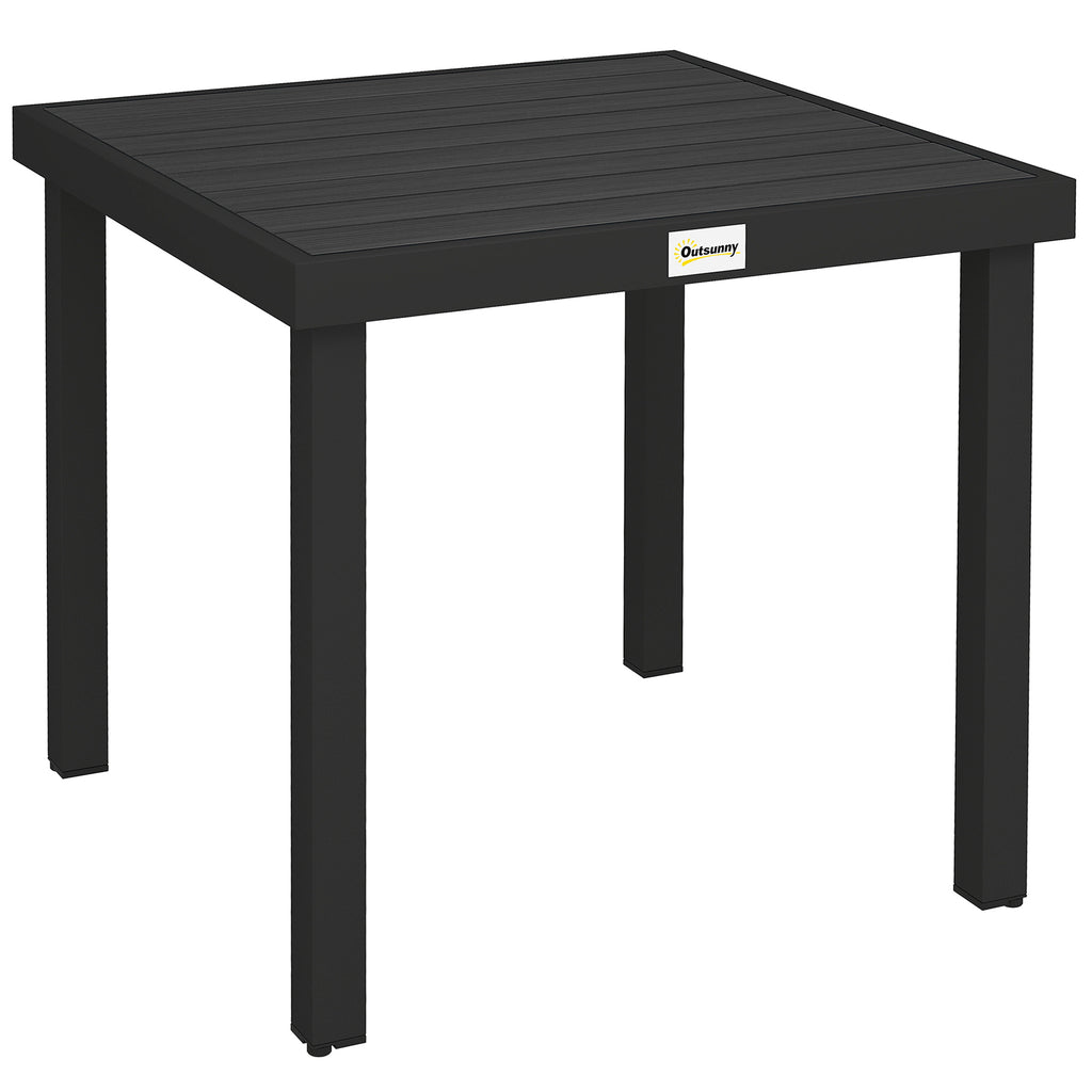 Outsunny Garden Table Wood Effect Dining Table, 78x78 cm, Black