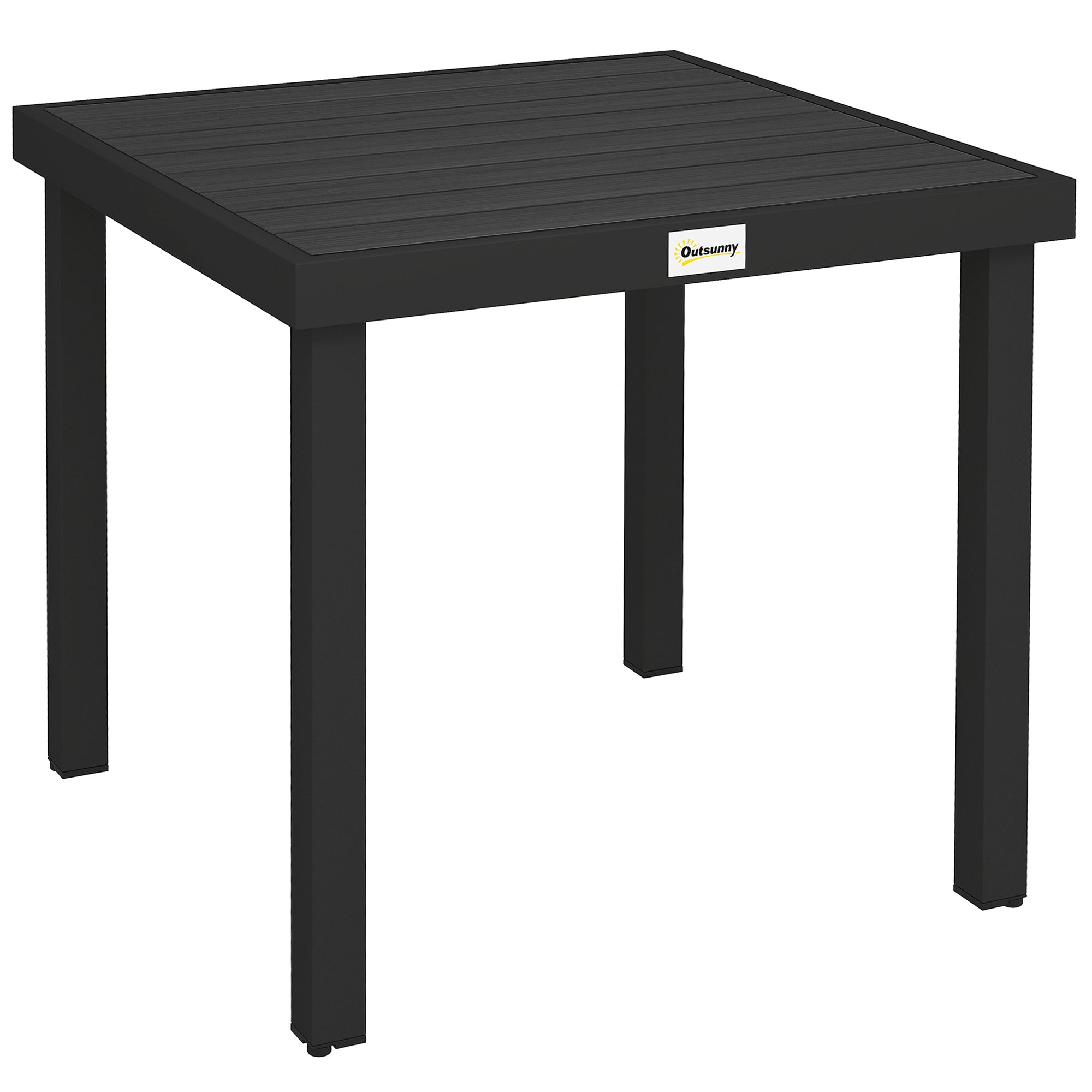 Outsunny Garden Table Wood Effect Dining Table, 78x78 cm, Black