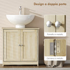 kleankin 2-Door Vanity Unit with Adjustable Shelf and U-Shaped Cutout, 60x30x60 cm, Oak