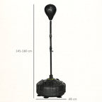 Floor Punching Ball with Fillable Base and Suction Cups, Adjustable Height from 145-180 cm, Black