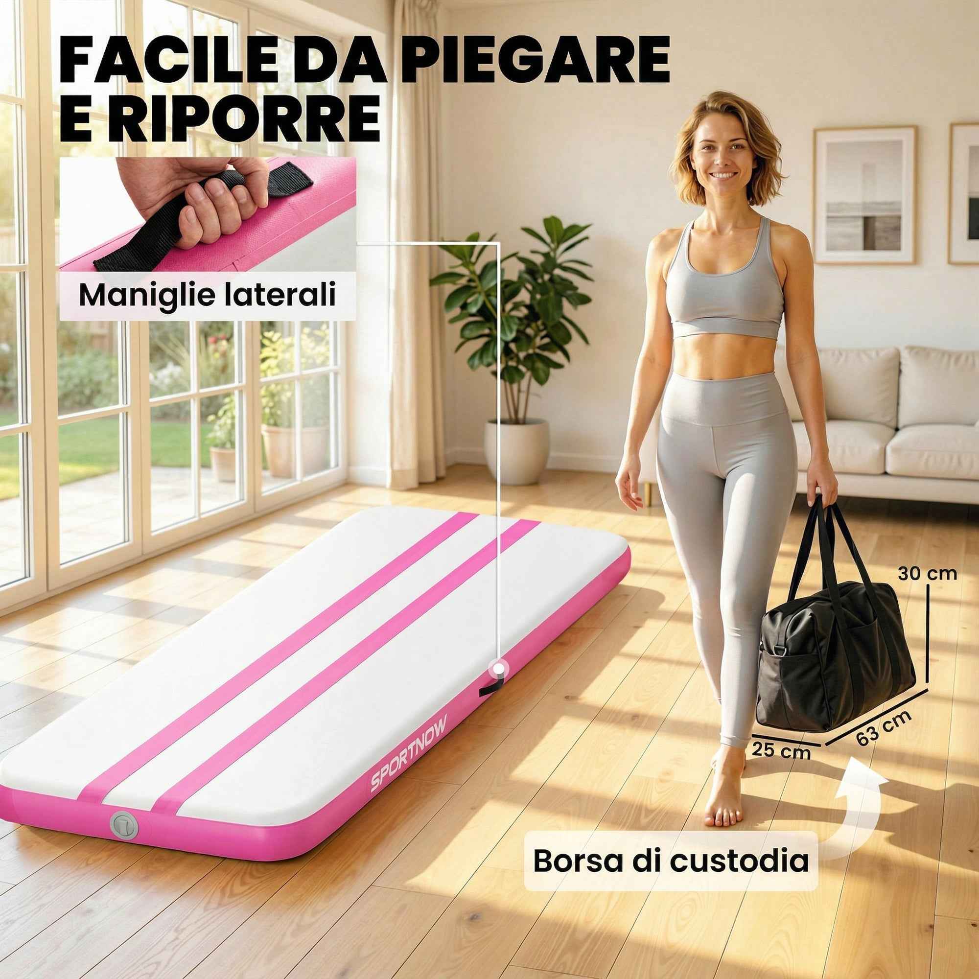 SPORTNOW Inflatable Gymnastics Mat, 3.05m with Electric Pump and Bag