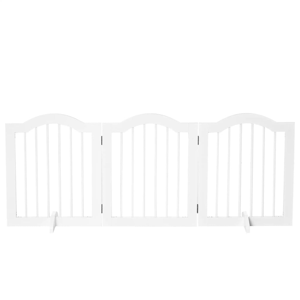 3 Section Folding Wooden Dog Gate, 154.5x29. 5x61cm, White - Borge' Group Limited