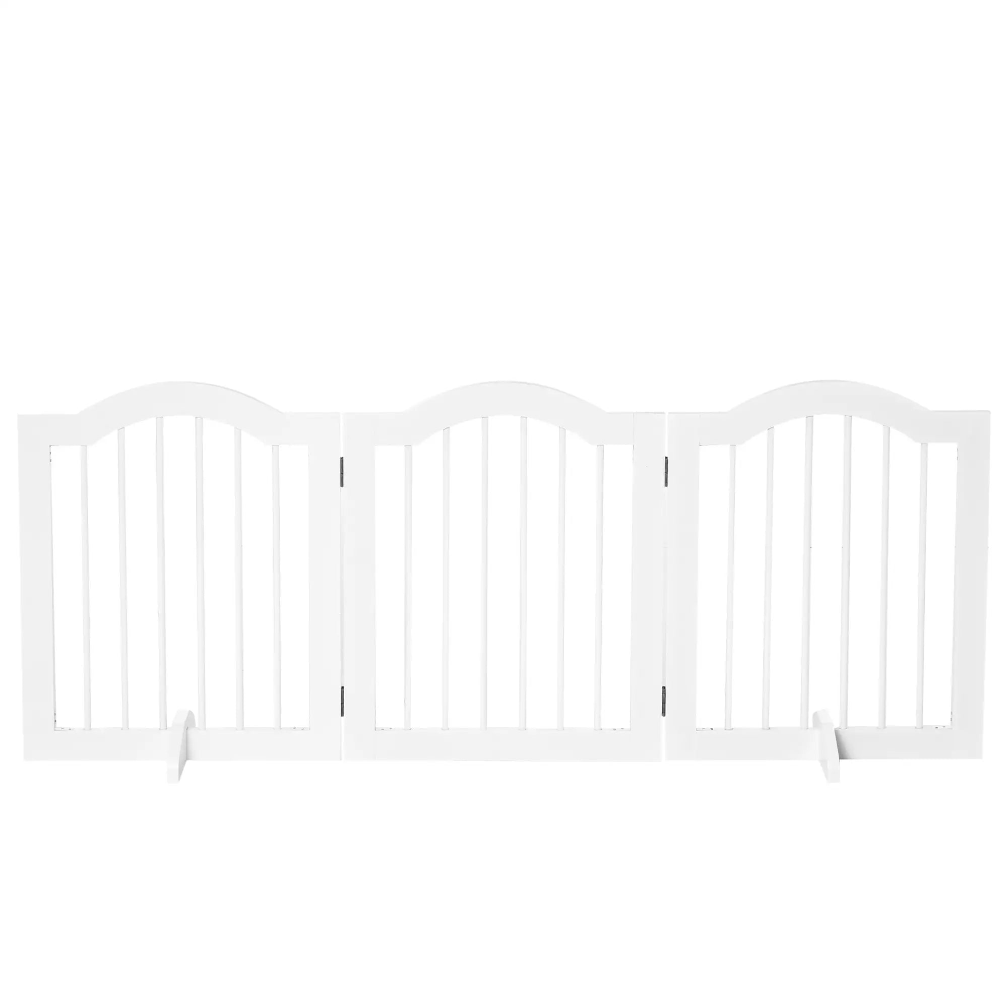 3 Section Folding Wooden Dog Gate, 154.5x29. 5x61cm, White - Borge' Group Limited