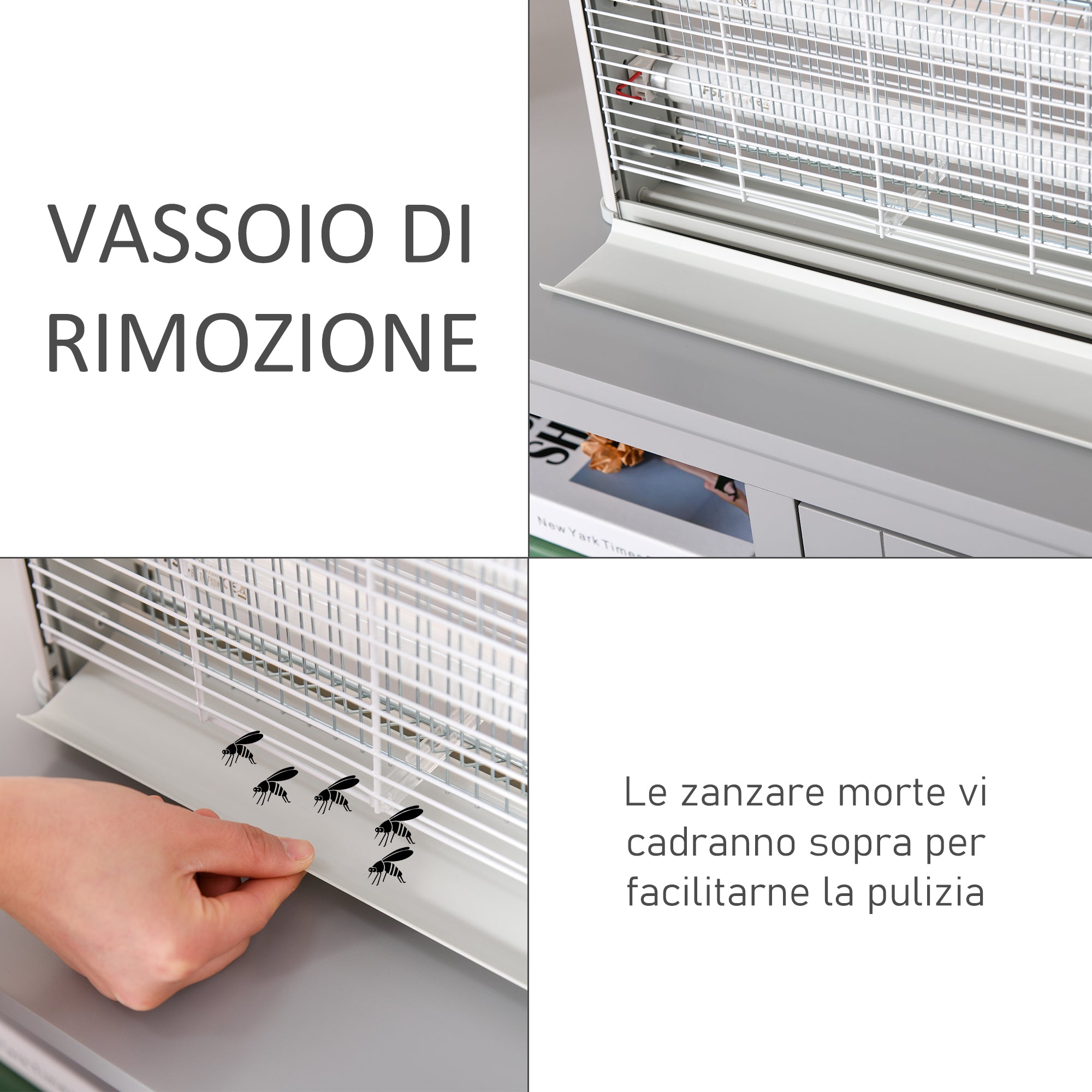 Outdoor and Indoor Electric Insect Killer with UV Mosquito Lamp for 60m², 20W Electric Mosquito Killer, Grey and White