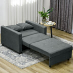 Grey Velvet Fabric Armchair Bed with 2 Cushions and Storage Space, 100x98x88 cm