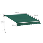 Outsunny 3x2m Adjustable Angle Crank Awning in Aluminum, Steel and Green Polyester