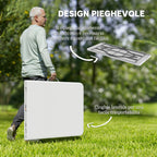 Folding Garden Table with Handle, Steel and Plastic, 180x74x74 cm, White