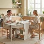 HOMCOM Folding Dining Table for 4 People with Shelf, Wooden, 160x60x75 cm, White
