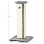 Scratching Post for Cats with Ball, Sisal Pole and Plush Cover, 41x41x81 cm, Gray
