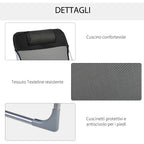 Outsunny Folding Garden Lounger with Reclining Backrest and Cushion, in Metal and Texteline, 182x56x28 cm, Black