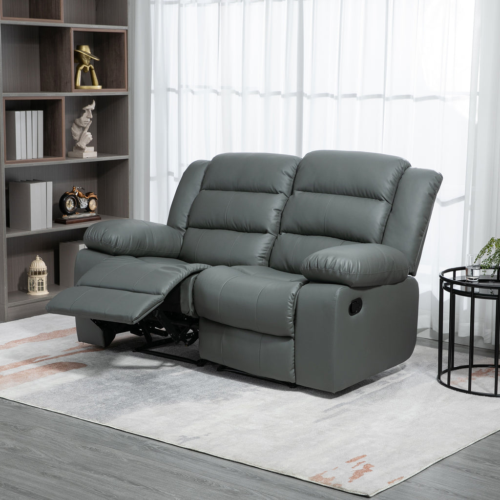 HOMCOM 2-Seater Reclining Sofa with Split Backrest and Footrest, 168 x 98 x 102 cm, Grey