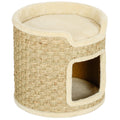 PawHut 37cm High, 2-Tier Cat Tree with Nest and Sisal Rope, Up to 5kg, Khaki