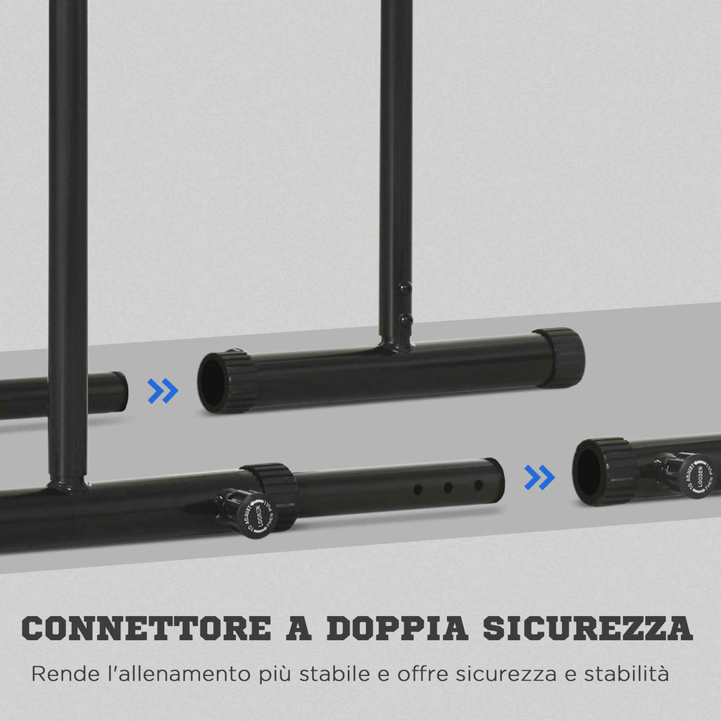 SPORTNOW Adjustable Height Steel Dip Bar with 6 Adjustable Lengths, 90-102x65x80-90 cm, Black