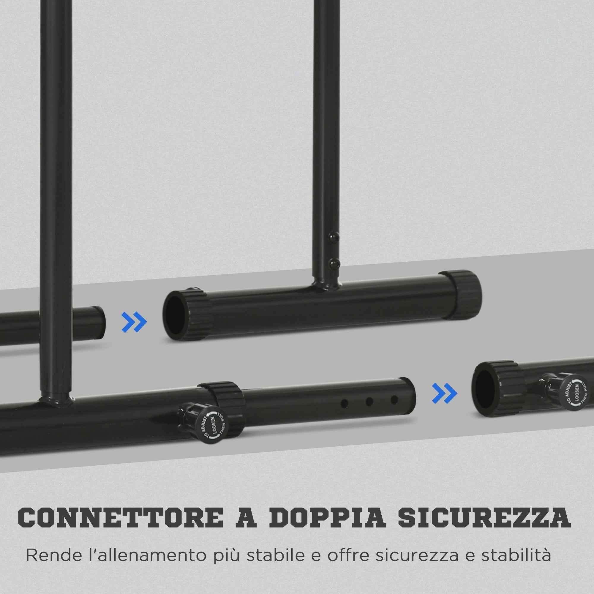 SPORTNOW Adjustable Height Steel Dip Bar with 6 Adjustable Lengths, 90-102x65x80-90 cm, Black