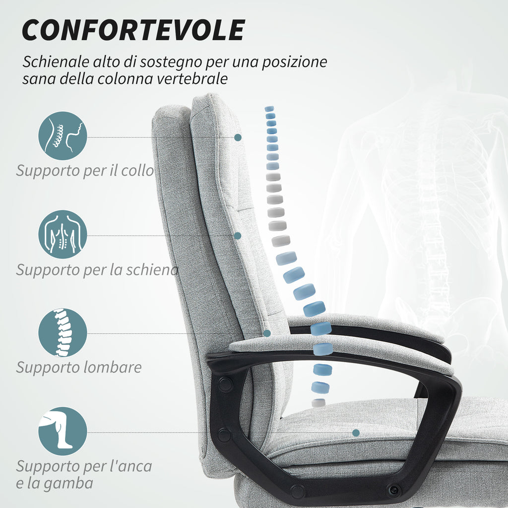 Ergonomic Office Chair with High Back, Adjustable Height and Rocking, Gray