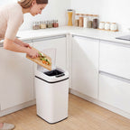 HOMCOM 12L Infrared Waste Bin with Removable Bucket, Stainless Steel, ABS and PP, 28x22x41 cm, White