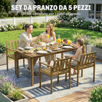 Outsunny 5-Piece Garden Dining Set, Table and Chairs for 4, Teak