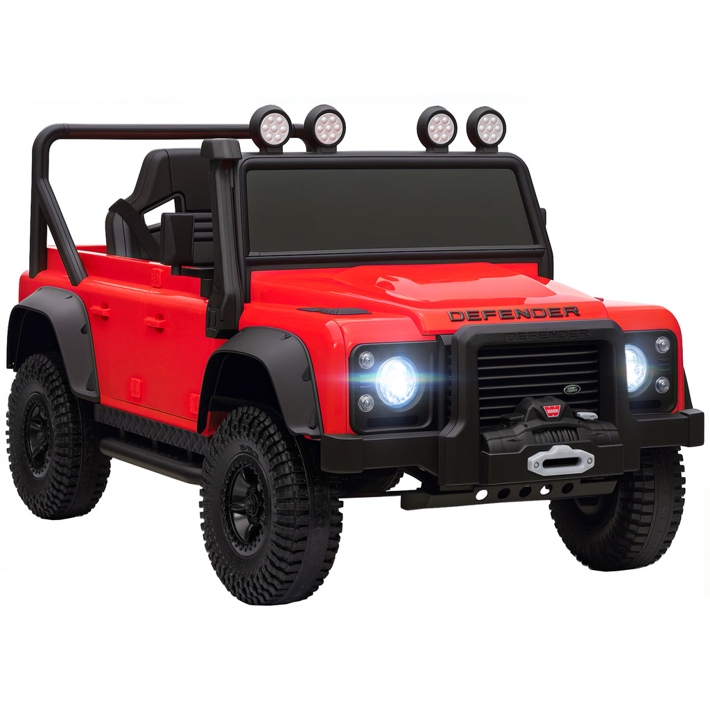 Electric Ride-On Toy Car for Kids Ages 3-5, Land Rover Official 12V with Remote Control, Suspension, LED Lights, Red