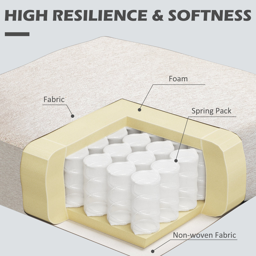 Homcom Modern Furnishing Armchair With Extra Cushion, In Line Effect and Steel Fabric, 73x81x82 cm, Cream White - Borgè