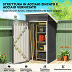 Outsunny Steel Garden Shed with Vents and Lockable Door, 107.5x91x185 cm, Dark Grey