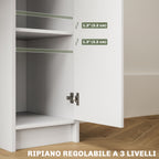 Dressing Table with Mirror and Stool, Drawer, Cabinet and Wooden Shelves, White