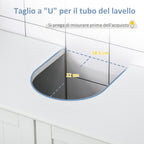 2-Door Vanity Unit with Adjustable Shelf and U-Cut, 60x30x60 cm, White