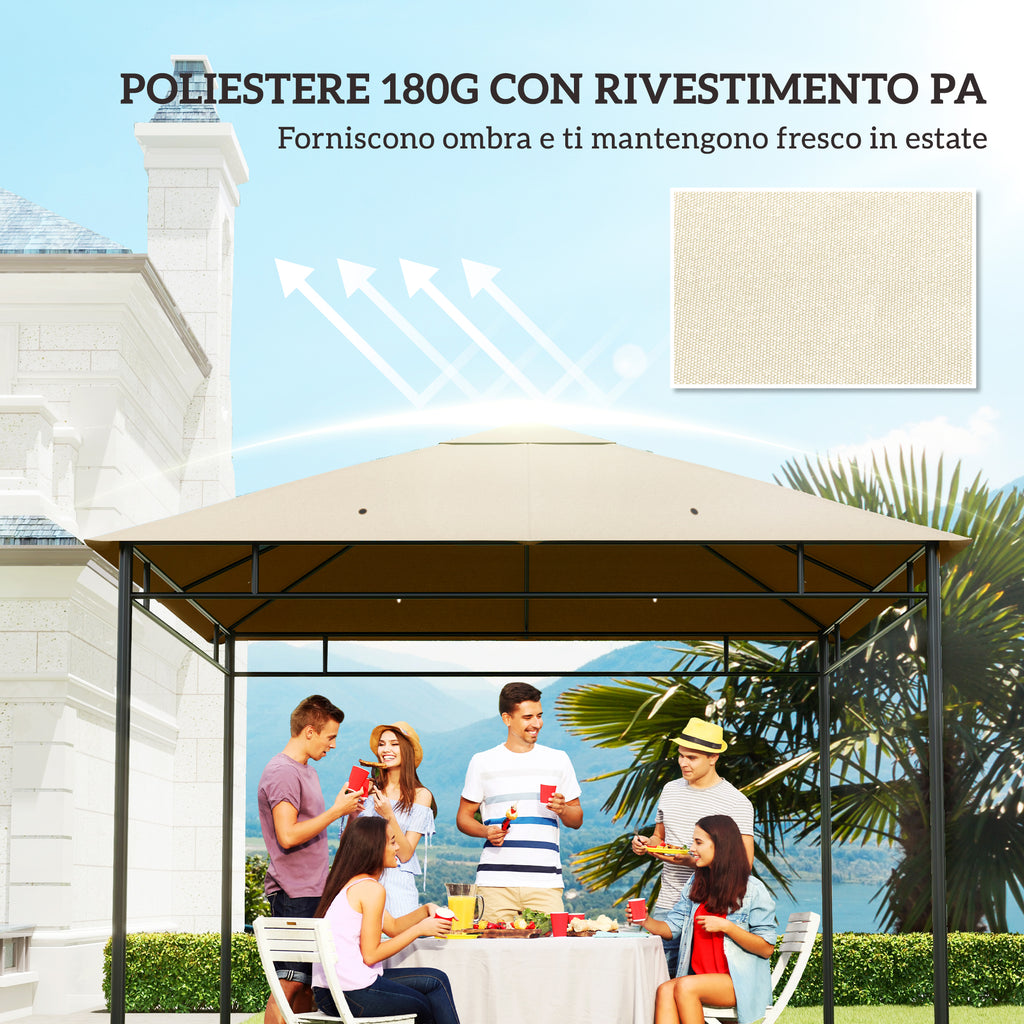 Outsunny 3x3m Polyester Gazebo Replacement Roof with Air Vents and Drainage Holes, Cream