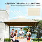 Outsunny 3x3m Polyester Gazebo Replacement Roof with Air Vents and Drainage Holes, Cream
