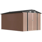 Outsunny 364 x 238 cm Metal Garden Shed with 4 Vents and Lockable Double Doors, Brown