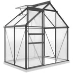 Outsunny Polycarbonate and Aluminum Greenhouse with Hinged Door and Roof Window, 192.5x131x200 cm, Gray