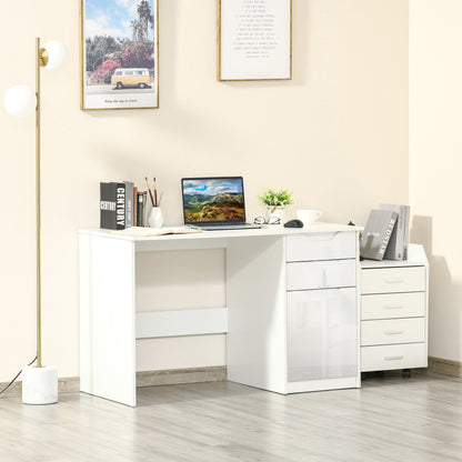 HOMCOM Modern Desk for Bedroom and Office in Wood with Drawers and Cabinet, 120x60x76cm