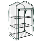 Outsunny Mini Garden Greenhouse with PE Cover, 3 Shelves and Roll-Up Door, 59x39x127 cm, Transparent