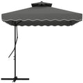 Cantilever Umbrella with Double Roof, Crank Opening and Cross Base, 2.5x2.5m, Grey
