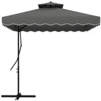 Cantilever Umbrella with Double Roof, Crank Opening and Cross Base, 2.5x2.5m, Grey