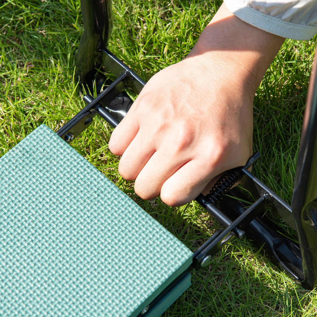 Folding Kneeling Chair with Padded Cushion, in EVA and Steel, 58x28x49 cm, Green and Black