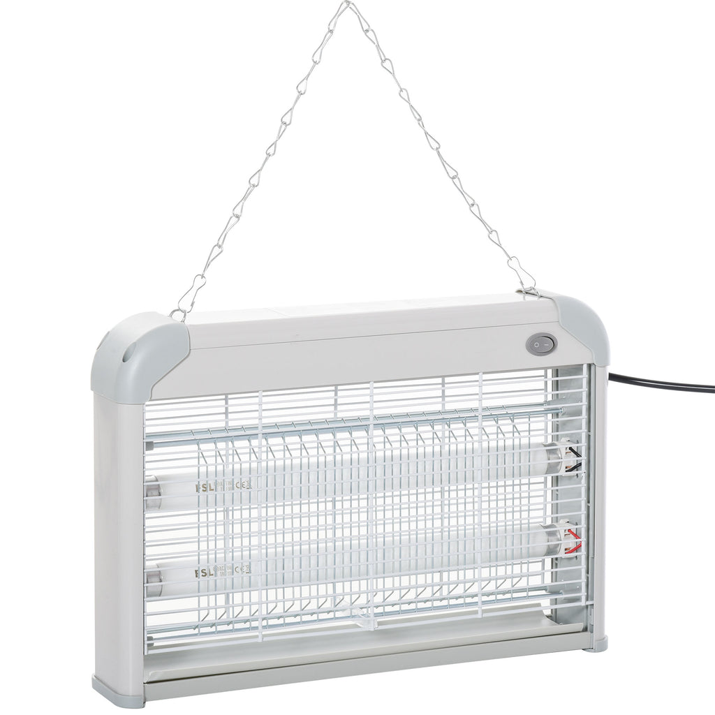 Outdoor and Indoor Electric Insect Killer with UV Mosquito Lamp for 60m², 20W Electric Mosquito Killer, Grey and White