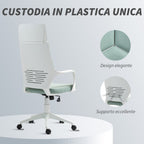 Fabric Office Chair with Rocking, Adjustable Height and Swivel Seat, 63x63x117-127 cm, Green