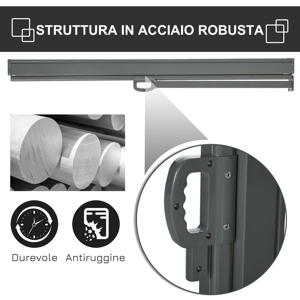 Garden Privacy Screen Extendable up to 3 m and 1.6 m High, Anti-UV Polyester and Aluminum, Grey