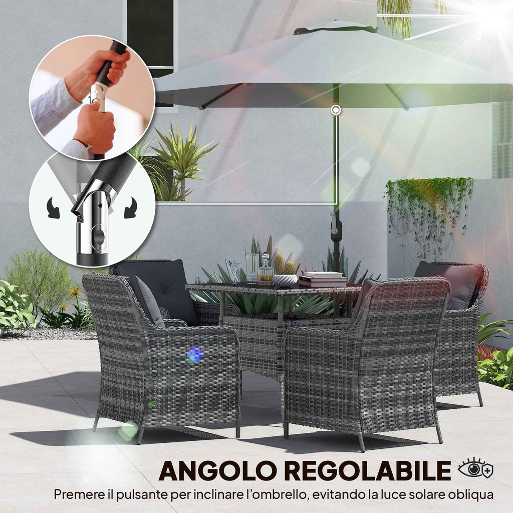 Outsunny 3x3 m Tilting Garden Umbrella with Crank Opening, Metal and Polyester, Grey