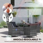 Outsunny 3x3 m Tilting Garden Umbrella with Crank Opening, Metal and Polyester, Grey