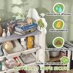 4-Tier Toy Storage Rack with 9 Bins and Side Hook, HDPE, 77x42x94 cm, Cream White