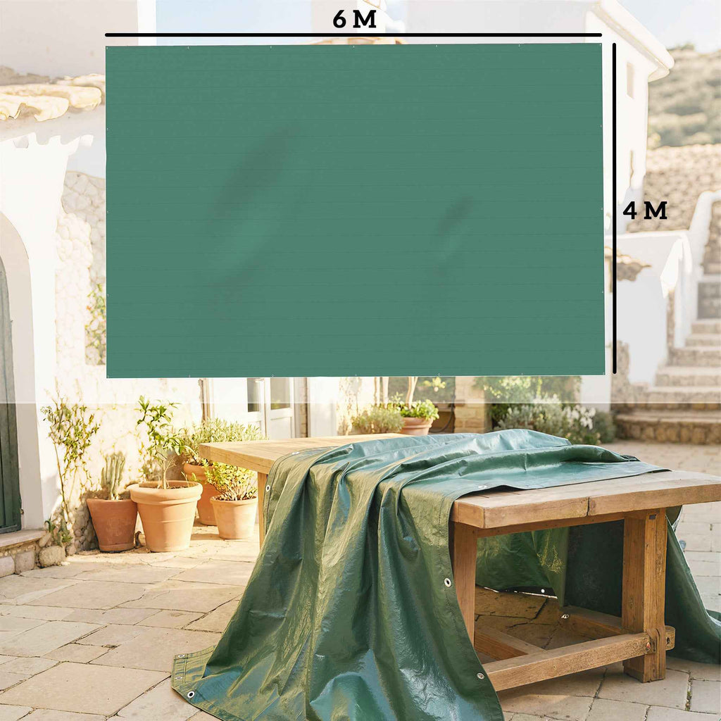 Outsunny Waterproof Tarpaulin 6 x 4 m, Tear-Resistant PE 90 GSM