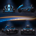 Electric Go-Kart for Children 8-12 Years with High Backrest and Safety Belt, 115x77x54 cm, Blue and Black