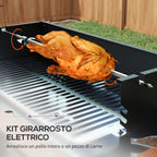 Outsunny 3-Level Charcoal Barbecue with Folding Shelves and Rotisserie, Stainless Steel, 118x32x90 cm, Black - Borgè