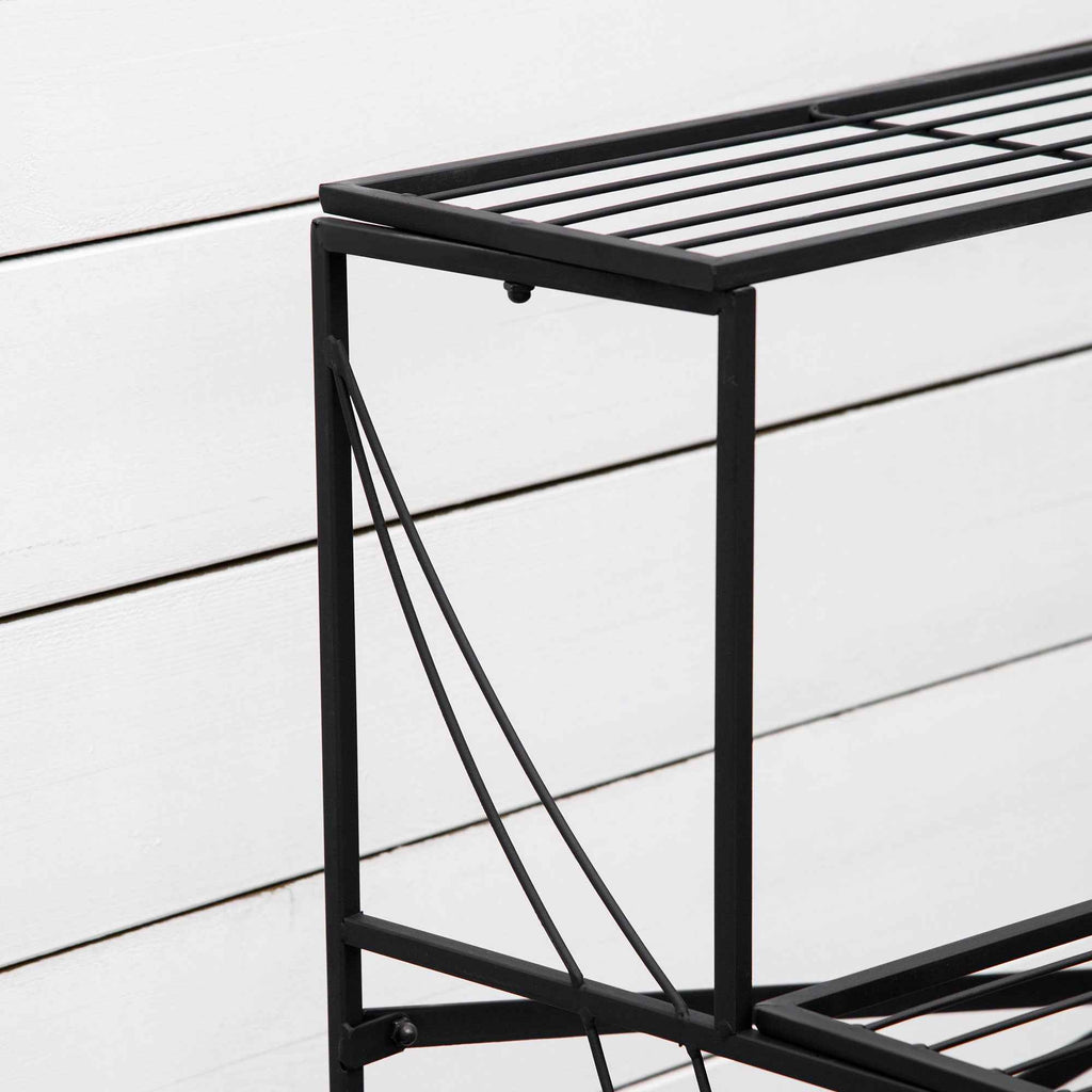 Outsunny Wrought Iron Plant Stand, 3-Tier Outdoor Plant Ladder, Black