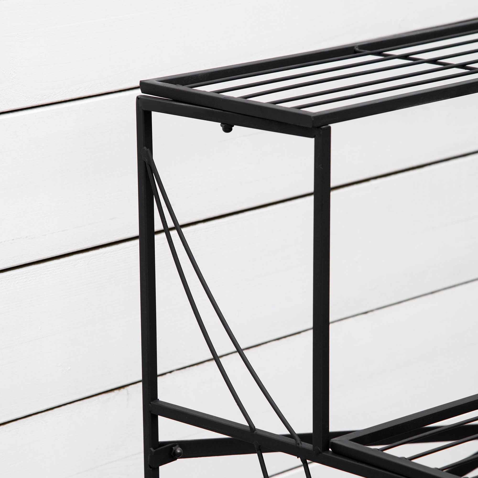 Outsunny Wrought Iron Plant Stand, 3-Tier Outdoor Plant Ladder, Black