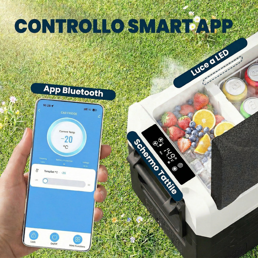 Outsunny 50L Compressor Car Refrigerator, Dual Zone, App Control, Black, Camping.